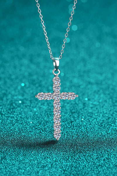 925 Sterling Silver Cross Moissanite Necklace - SHE BADDY© ONLINE WOMEN FASHION & CLOTHING STORE