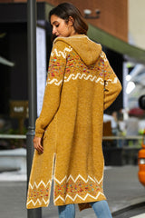 Bohemian Slit Hooded Duster Cardigan - SHE BADDY© ONLINE WOMEN FASHION & CLOTHING STORE