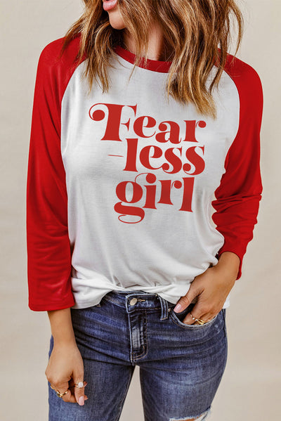 FEARLESS GIRL Graphic Raglan Sleeve Top - SHE BADDY© ONLINE WOMEN FASHION & CLOTHING STORE