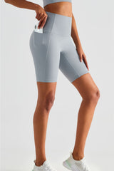 High-Rise Wide Waistband Biker Shorts with Pockets - SHE BADDY© ONLINE WOMEN FASHION & CLOTHING STORE
