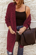 Fuzzy Popcorn Knit Open Front Longline Cardigan - SHE BADDY© ONLINE WOMEN FASHION & CLOTHING STORE