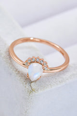 18K Rose Gold-Plated Pear Shape Natural Moonstone Ring - SHE BADDY© ONLINE WOMEN FASHION & CLOTHING STORE