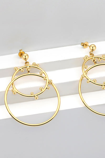 18K Gold-Plated Double Hoop Drop Earrings - SHE BADDY© ONLINE WOMEN FASHION & CLOTHING STORE