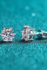 925 Sterling Silver 6-Prong 2 Carat Moissanite Stud Earrings - SHE BADDY© ONLINE WOMEN FASHION & CLOTHING STORE