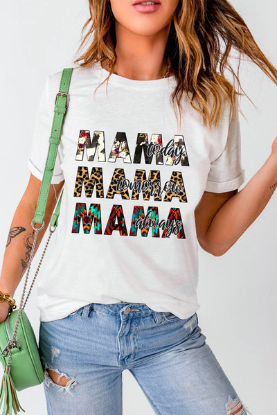 MAMA Graphic Cuffed Round Neck Tee Shirt - SHE BADDY© ONLINE WOMEN FASHION & CLOTHING STORE