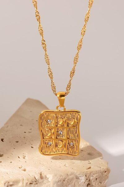 Cubic Zirconia Geometric Pendant Necklace - SHE BADDY© ONLINE WOMEN FASHION & CLOTHING STORE