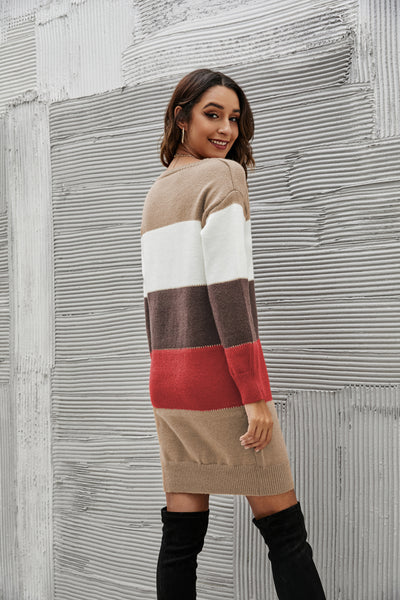 Striped Sweater Dress - SHE BADDY© ONLINE WOMEN FASHION & CLOTHING STORE