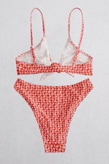 Printed Tie Front Spaghetti Strap Bikini Set - SHE BADDY© ONLINE WOMEN FASHION & CLOTHING STORE