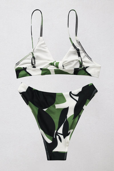 Printed Tie Front Spaghetti Strap Bikini Set - SHE BADDY© ONLINE WOMEN FASHION & CLOTHING STORE