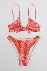 Printed Tie Front Spaghetti Strap Bikini Set - SHE BADDY© ONLINE WOMEN FASHION & CLOTHING STORE