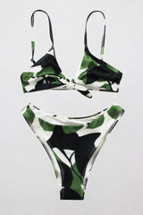 Printed Tie Front Spaghetti Strap Bikini Set - SHE BADDY© ONLINE WOMEN FASHION & CLOTHING STORE