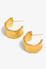 18K Gold-Plated Hammered C-Hoop Earrings - SHE BADDY© ONLINE WOMEN FASHION & CLOTHING STORE