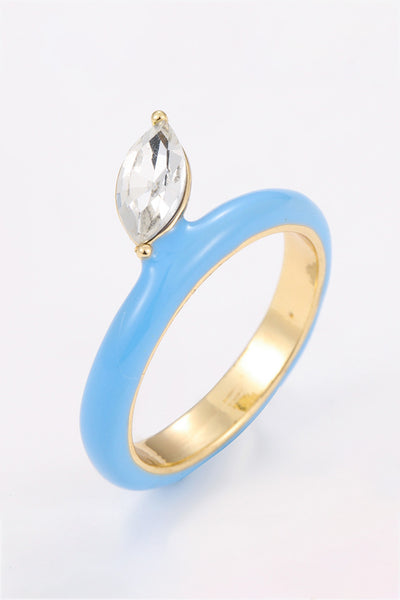 18K Gold Plated Glass Stone Ring - SHE BADDY© ONLINE WOMEN FASHION & CLOTHING STORE