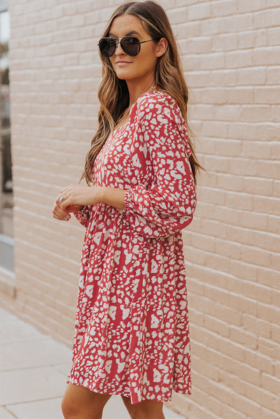 Animal Print Square Neck Balloon Sleeve Dress - SHE BADDY© ONLINE WOMEN FASHION & CLOTHING STORE