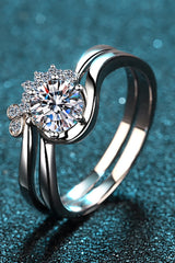 Moissanite Rhodium-Plated Two-Piece Ring Set - SHE BADDY© ONLINE WOMEN FASHION & CLOTHING STORE