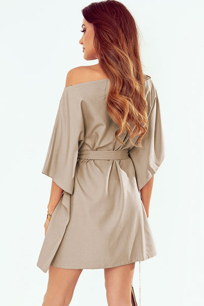 Tie Waist One-Shoulder Mini Dress - SHE BADDY© ONLINE WOMEN FASHION & CLOTHING STORE