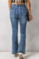 Vintage Wash Flare Jeans with Pockets - SHE BADDY© ONLINE WOMEN FASHION & CLOTHING STORE