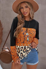 Mixed Print Color Block Long Sleeve Top - SHE BADDY© ONLINE WOMEN FASHION & CLOTHING STORE