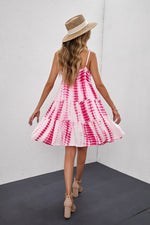 Tie-Dye Frill Trim Spaghetti Strap Dress - SHE BADDY© ONLINE WOMEN FASHION & CLOTHING STORE