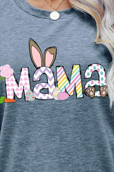 Easter MAMA Graphic Round Neck T-Shirt - SHE BADDY© ONLINE WOMEN FASHION & CLOTHING STORE