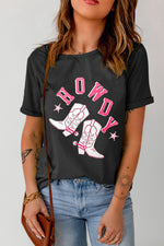 HOWDY Cowboy Boots Graphic Tee - SHE BADDY© ONLINE WOMEN FASHION & CLOTHING STORE