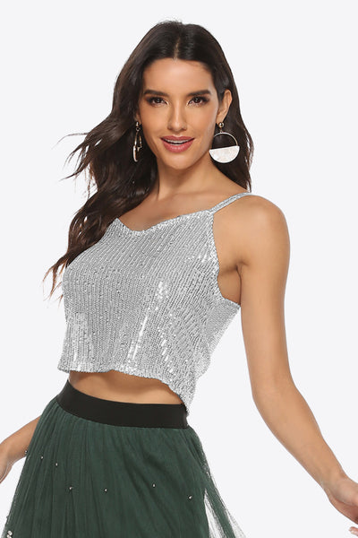 Sequin Cropped Cami - SHE BADDY© ONLINE WOMEN FASHION & CLOTHING STORE
