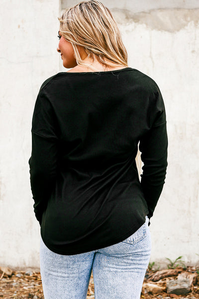 Heart V-Neck Long Sleeve Tee - SHE BADDY© ONLINE WOMEN FASHION & CLOTHING STORE