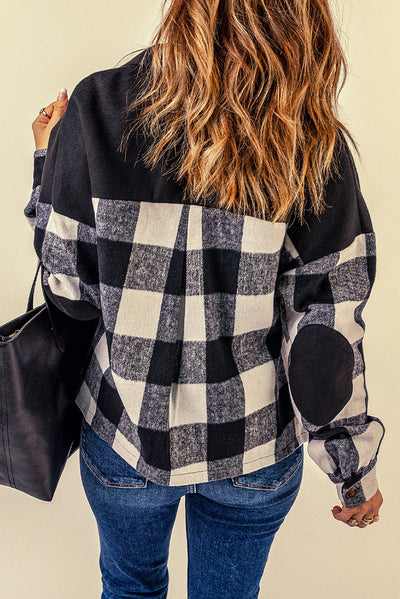 Plaid Button-Up Shirt Jacket with Pockets - SHE BADDY© ONLINE WOMEN FASHION & CLOTHING STORE
