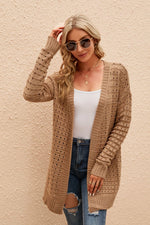 Openwork Horizontal Ribbing Open Front Cardigan - SHE BADDY© ONLINE WOMEN FASHION & CLOTHING STORE
