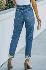 Ripped Ankle Straight Jeans with Pockets - SHE BADDY© ONLINE WOMEN FASHION & CLOTHING STORE