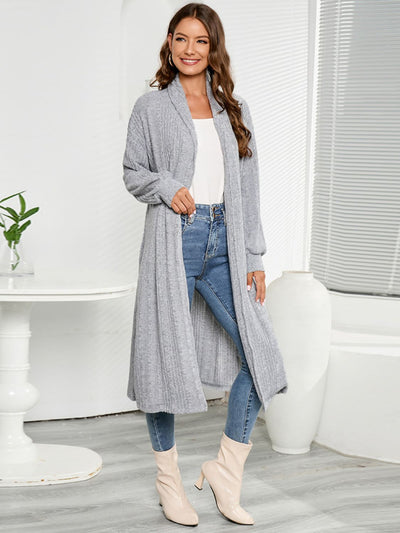 Open Front Long Sleeve Duster Cardigan - SHE BADDY© ONLINE WOMEN FASHION & CLOTHING STORE