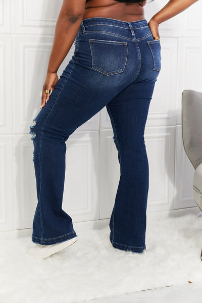 Kancan Full Size Reese Midrise Button Fly Flare Jeans - SHE BADDY© ONLINE WOMEN FASHION & CLOTHING STORE