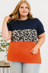 Plus Size Leopard Color Block T-Shirt - SHE BADDY© ONLINE WOMEN FASHION & CLOTHING STORE