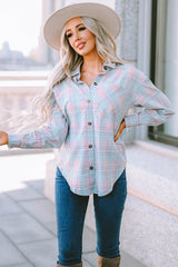 Plaid Button-Up Dropped Shoulder Shirt - SHE BADDY© ONLINE WOMEN FASHION & CLOTHING STORE