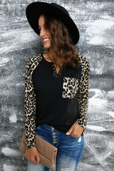 Leopard Print Grommet Long Sleeve Tee - SHE BADDY© ONLINE WOMEN FASHION & CLOTHING STORE