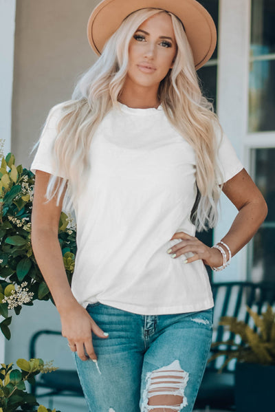 Round Neck Short Sleeve T-Shirt - SHE BADDY© ONLINE WOMEN FASHION & CLOTHING STORE