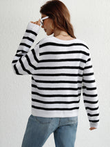 Striped Button Front Cardigan - SHE BADDY© ONLINE WOMEN FASHION & CLOTHING STORE