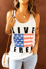 LIVE FREE Stars and Stripes Graphic Tank - SHE BADDY© ONLINE WOMEN FASHION & CLOTHING STORE