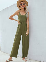 Adjustable Spaghetti Strap Jumpsuit with Pockets - SHE BADDY© ONLINE WOMEN FASHION & CLOTHING STORE