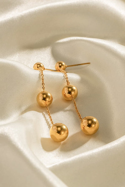 Ball Bead and Chain Stainless Steel Earrings - SHE BADDY© ONLINE WOMEN FASHION & CLOTHING STORE