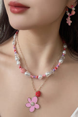 Flower and Heart Pendant Layered Necklace - SHE BADDY© ONLINE WOMEN FASHION & CLOTHING STORE