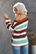 One Shoulder Striped Color Block Top - SHE BADDY© ONLINE WOMEN FASHION & CLOTHING STORE