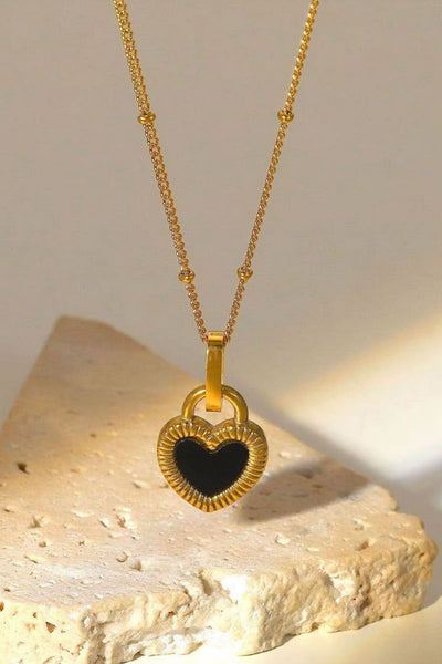 Contrast Heart Pendant Necklace - SHE BADDY© ONLINE WOMEN FASHION & CLOTHING STORE