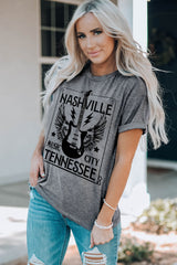 NASHVILLE TENNESSEE Cuffed Round-Neck Tee - SHE BADDY© ONLINE WOMEN FASHION & CLOTHING STORE