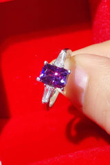 1 Carat Moissanite Platinum-Plated Rectangle Ring in Purple - SHE BADDY© ONLINE WOMEN FASHION & CLOTHING STORE