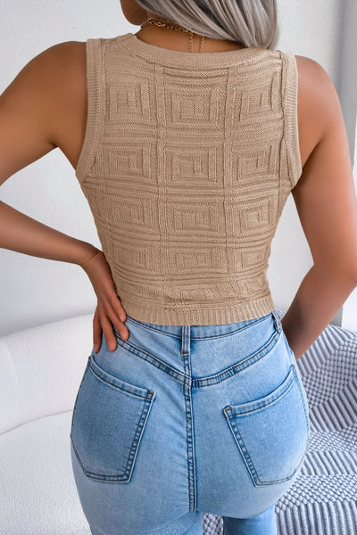 Cutout Sleeveless Knit Top - SHE BADDY© ONLINE WOMEN FASHION & CLOTHING STORE