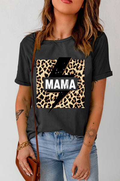 MAMA Leopard Lightning Graphic Tee Shirt - SHE BADDY© ONLINE WOMEN FASHION & CLOTHING STORE