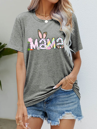 Easter MAMA Graphic Round Neck T-Shirt - SHE BADDY© ONLINE WOMEN FASHION & CLOTHING STORE