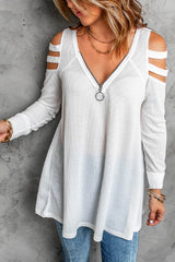 Cutout Waffle Knit Tunic Top - SHE BADDY© ONLINE WOMEN FASHION & CLOTHING STORE