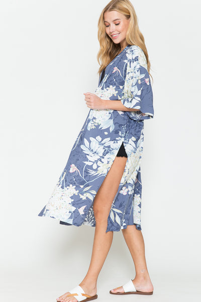 Justin Taylor Botanical Print Split Cover Up - SHE BADDY© ONLINE WOMEN FASHION & CLOTHING STORE